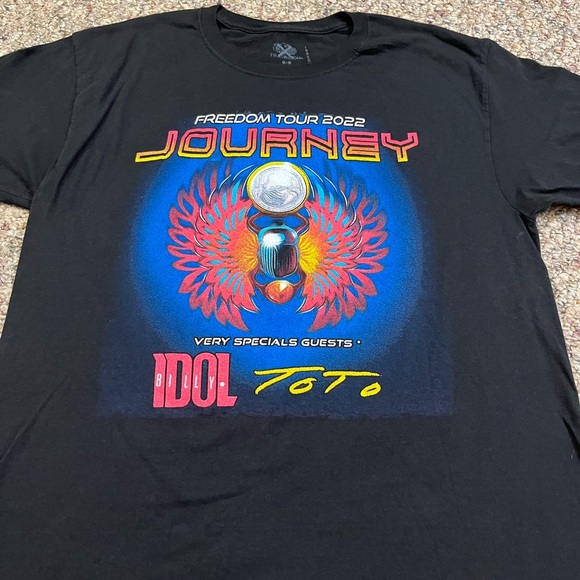 🎸 '22 Journey Band Billy Idol Toto 2 Side UNWORN Freedom Tour Shiny Bright Tee - Picture 13 of 14